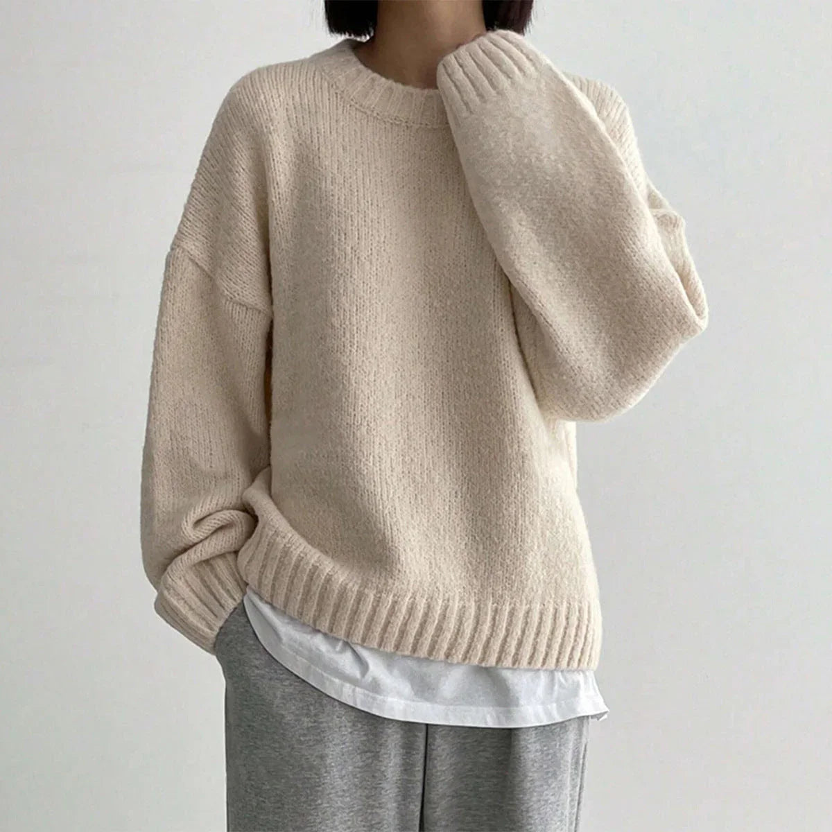Kvinders Oversized Striktrøje Rund Hals 1
