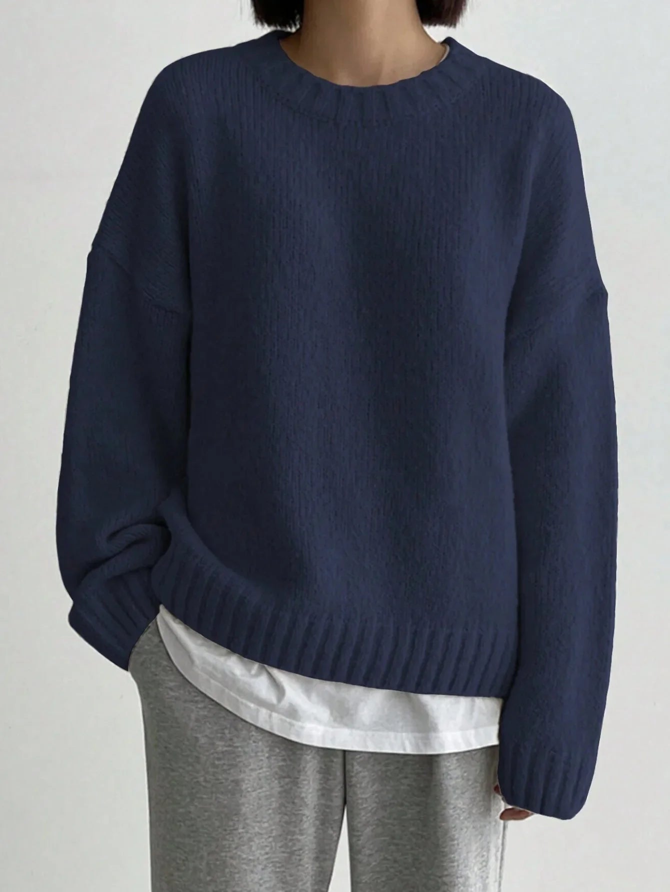Kvinders Oversized Striktrøje Rund Hals 4