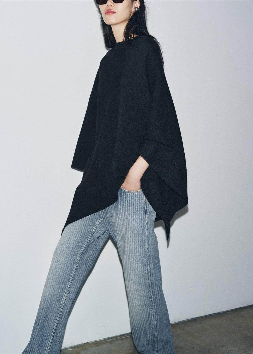 Kvinders Oversized Top med Kappeærmer Plus Size Moderne Stil 1