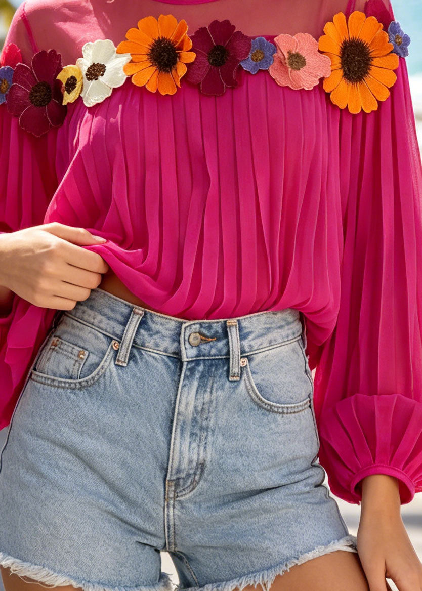 Kvinders Oversized Top med Patchwork og Blomsterprint 1