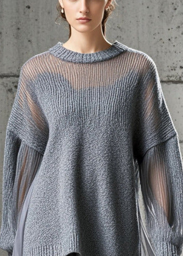 Kvinders Oversized Tulle Strikket Dagkjole 1