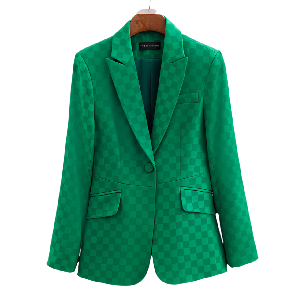 Kvinders Plaid Blazer Elegant Acetat-Spandex 0