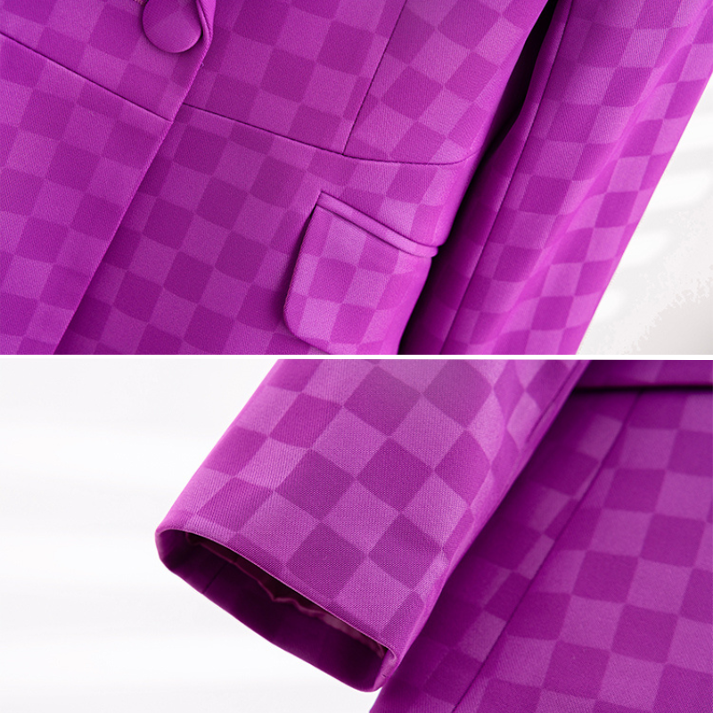 Kvinders Plaid Blazer Elegant Acetat-Spandex 4