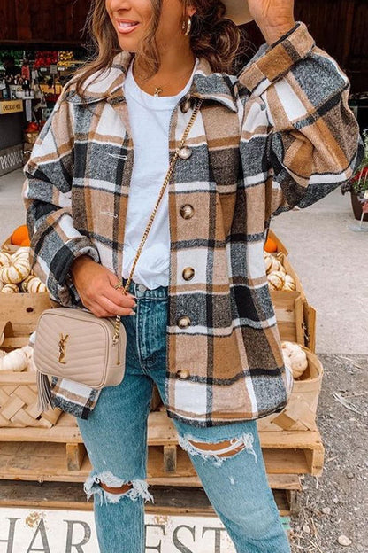 Kvinders Plaid Skjorte Frakke Drop Shoulder 1