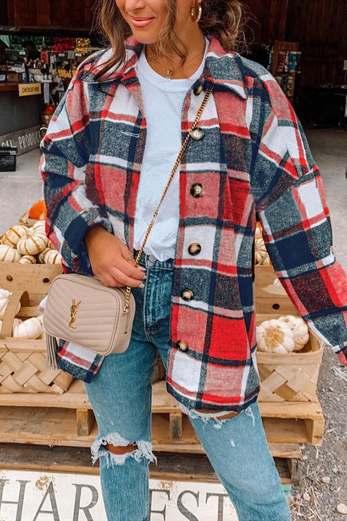 Kvinders Plaid Skjorte Frakke Drop Shoulder 3