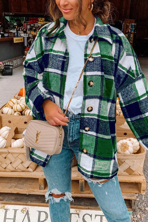 Kvinders Plaid Skjorte Frakke Drop Shoulder 4