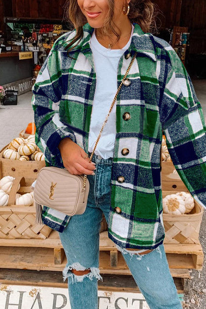 Kvinders Plaid Skjorte Frakke Drop Shoulder 4
