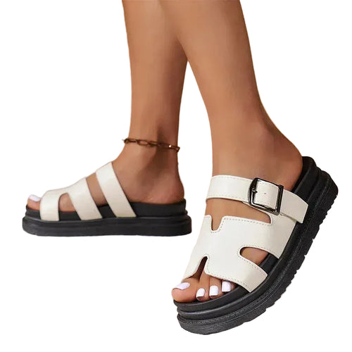 Kvinders Platform Sandaler med Læderstropper 0