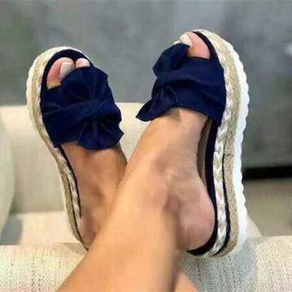 Kvinders Platform Slide Sandaler med Sløjfe 2