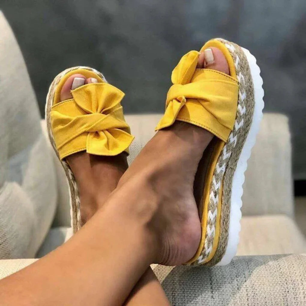 Kvinders Platform Slide Sandaler med Sløjfe 4