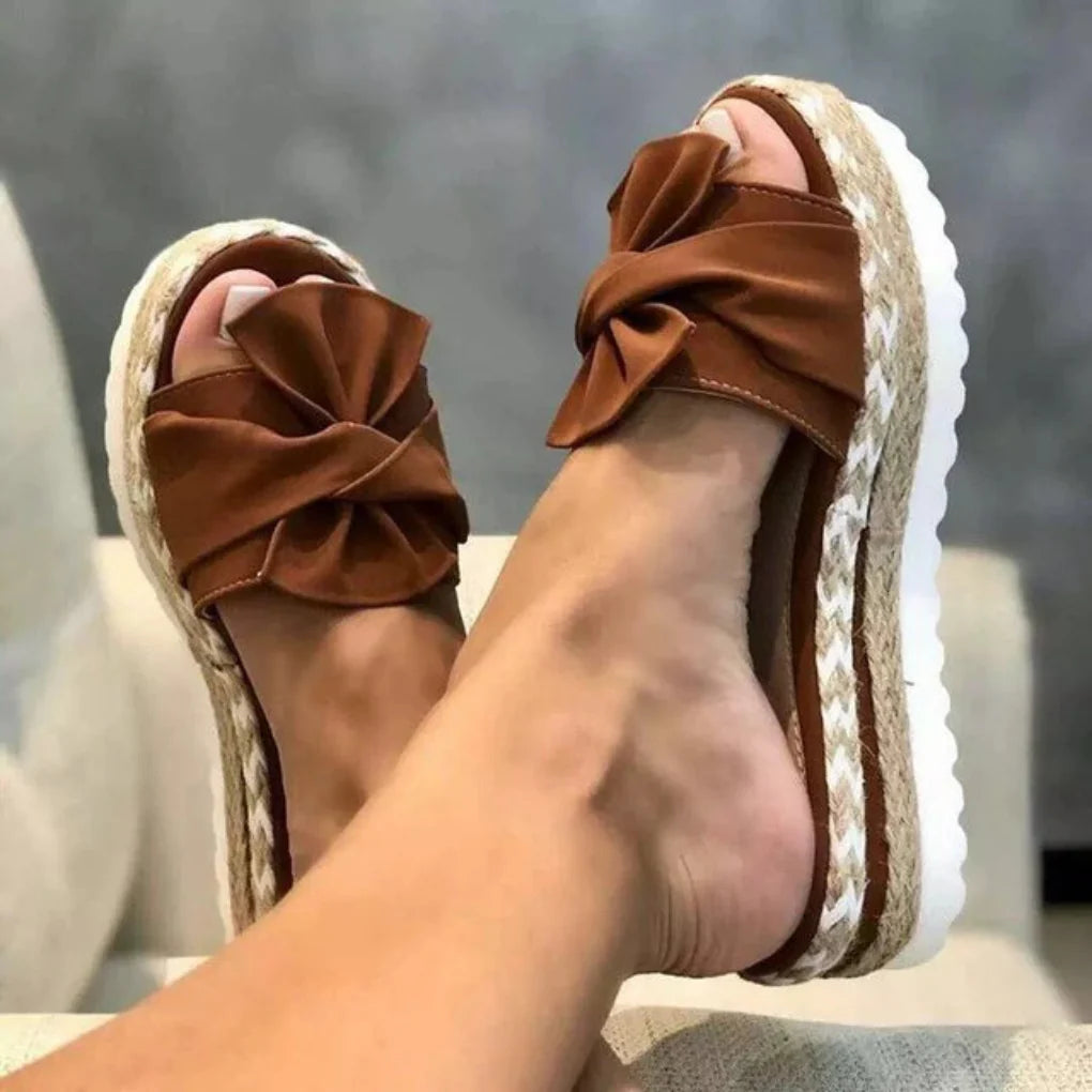 Kvinders Platform Slide Sandaler med Sløjfe 5