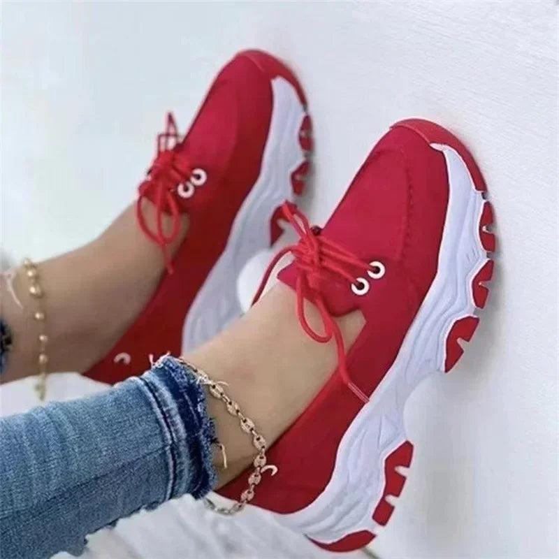 Kvinders Platform Sneakers Casual Åndbar Tekstil 3