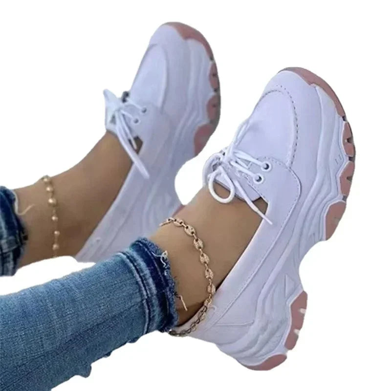 Kvinders Platform Sneakers Casual Åndbar Tekstil 4