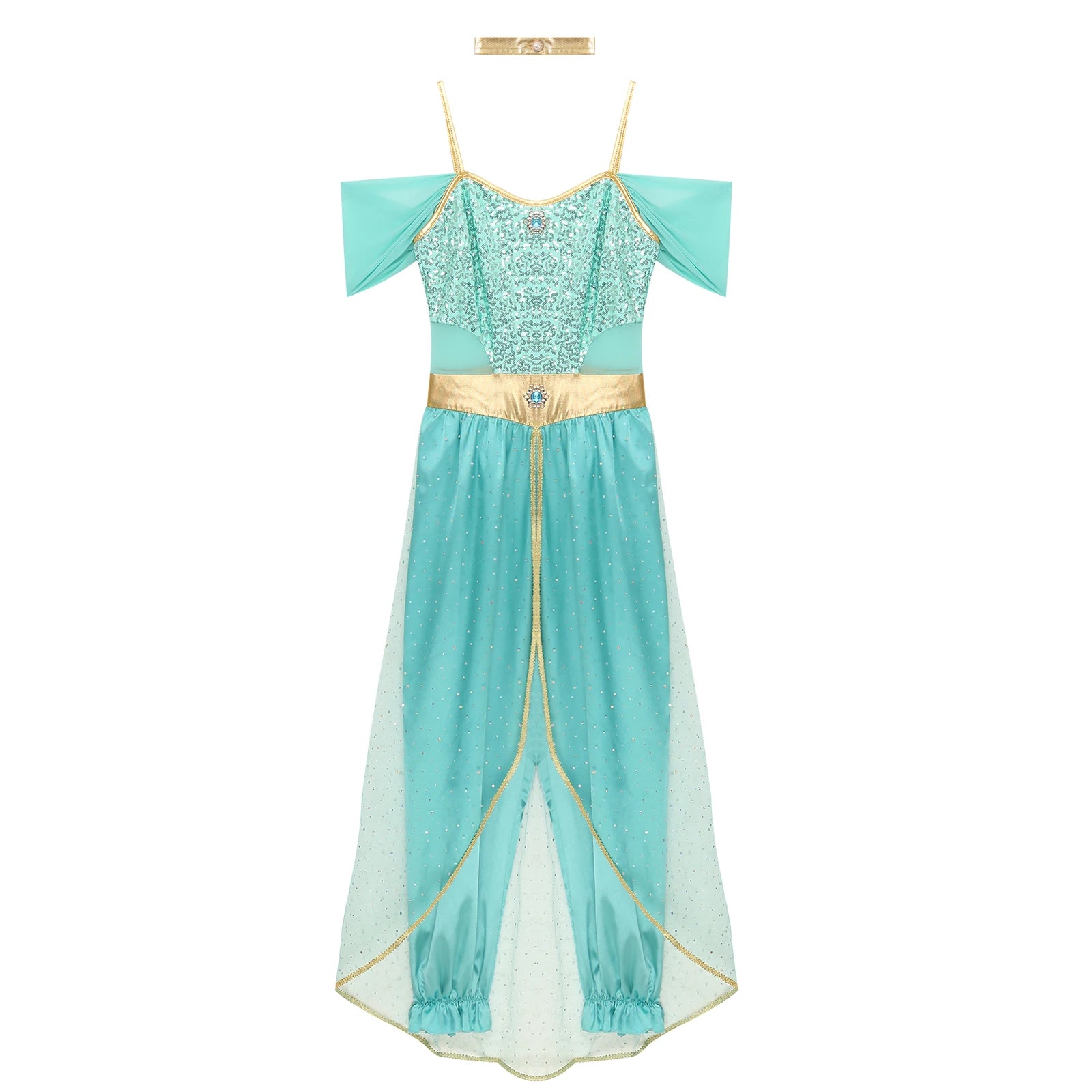 Kvinders Prinsesse Kostume med Skinnende Detaljer 5