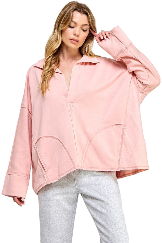 Kvinders Pullover V-Hals Dolman Ærme Blødt Stof 0