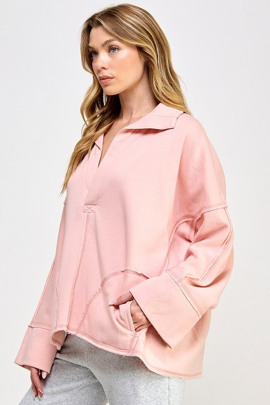 Kvinders Pullover V-Hals Dolman Ærme Blødt Stof 1