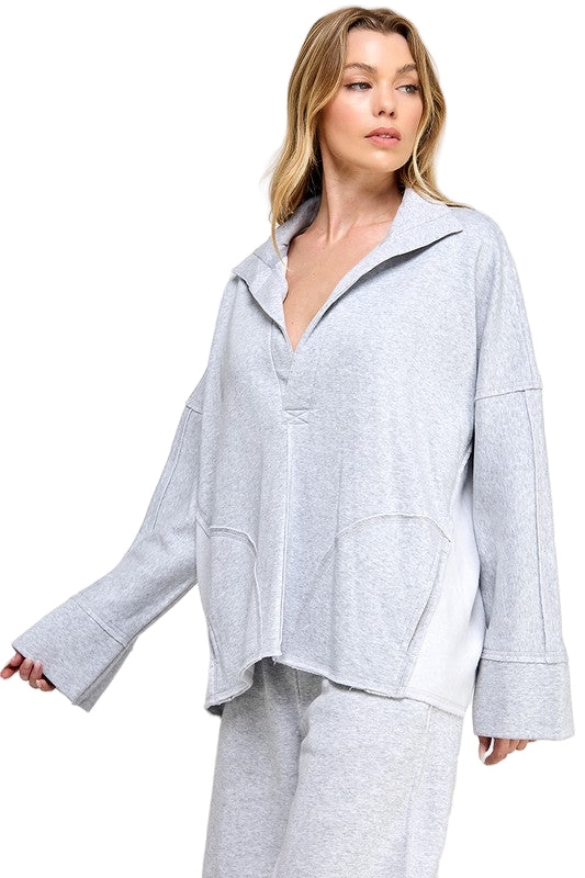 Kvinders Pullover V-Hals Dolman Ærmer Blødt Stof 0