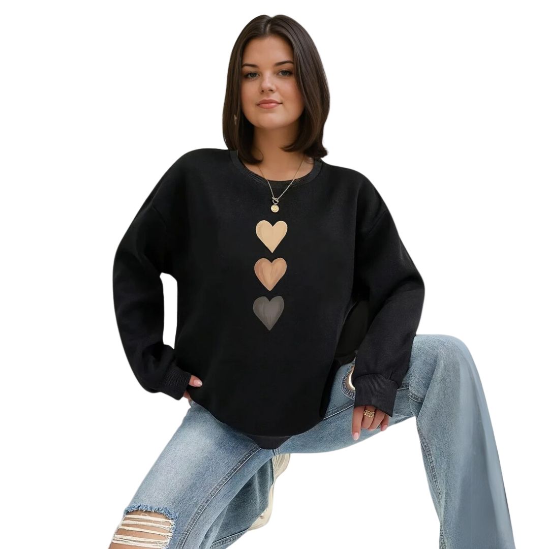 Kvinders Pullover med Hjerte Gradient Design i Blødt Stof 1