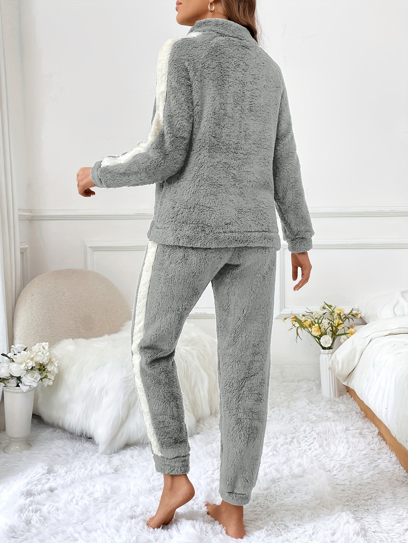 Kvinders Pyjamas Sæt med Halv Lynlås og Joggingbukser 4