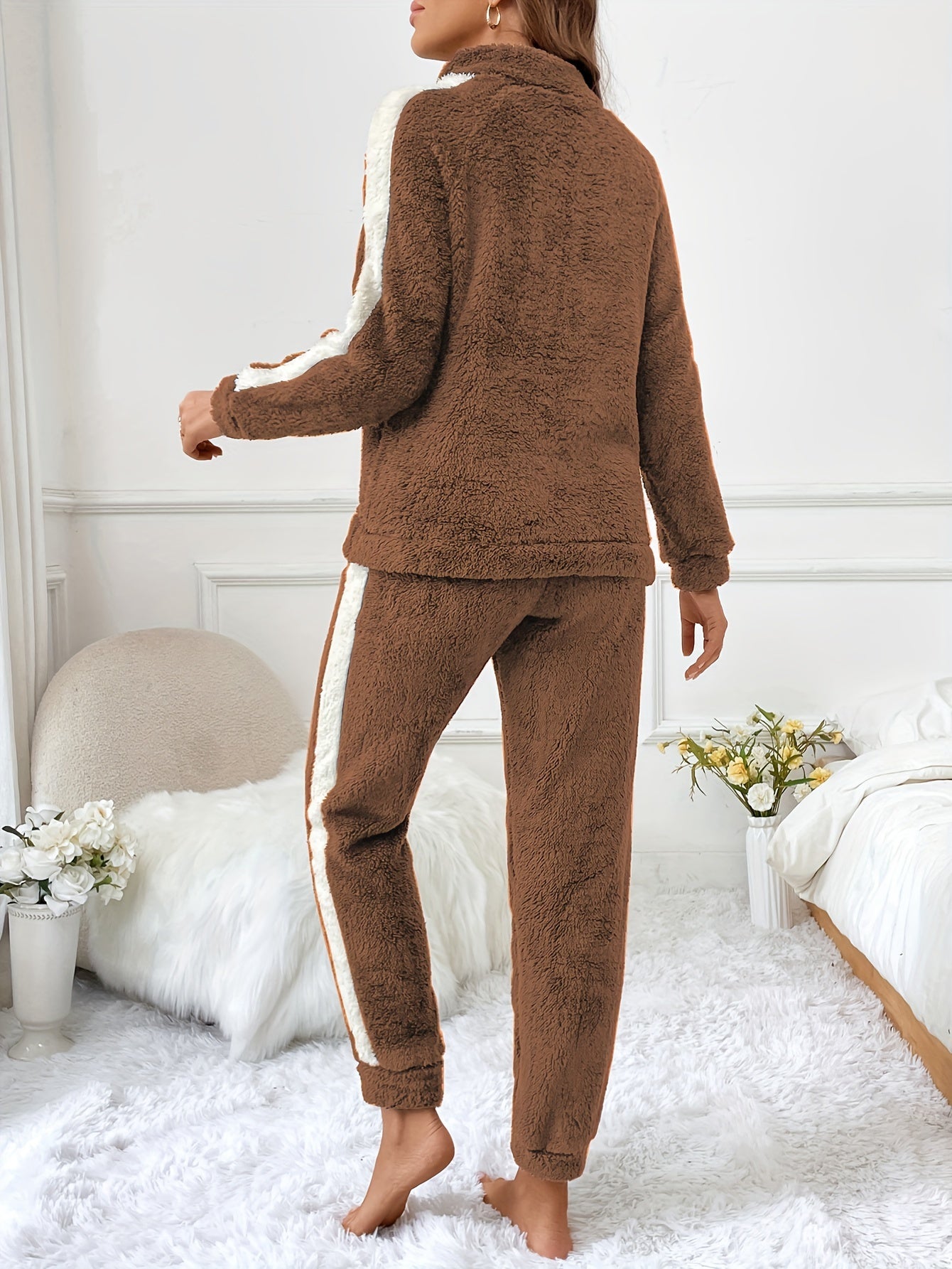 Kvinders Pyjamas Sæt med Halv Lynlås og Joggingbukser 7