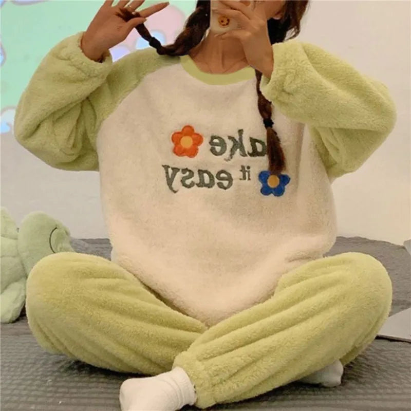 Kvinders Pyjamasæt Blødt Bomuld Komfortabelt Design 2