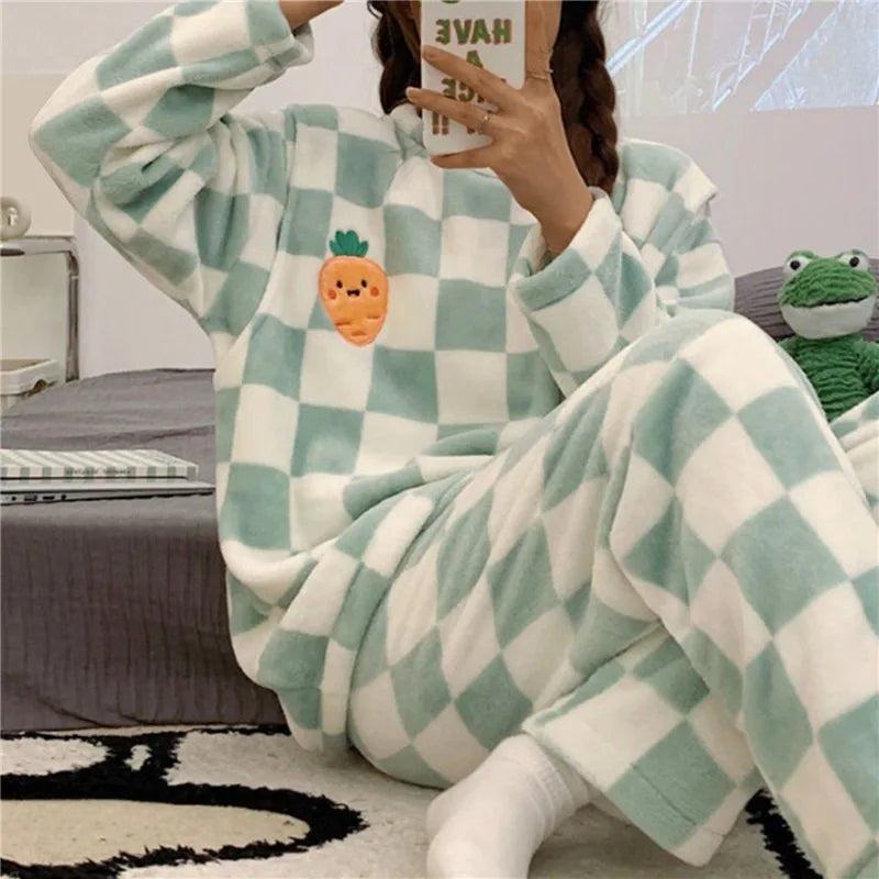 Kvinders Pyjamasæt Blødt Bomuld Komfortabelt Design 3
