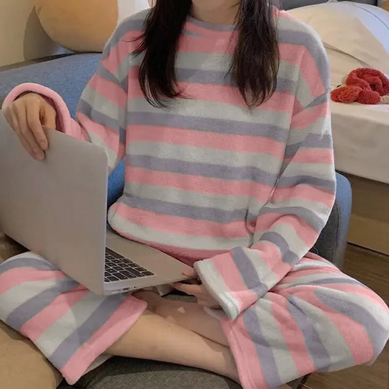 Kvinders Pyjamasæt Blødt Bomuld Komfortabelt Design 5