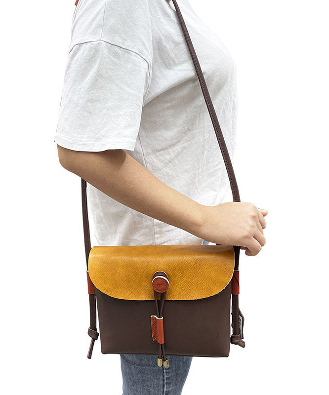 Kvinders Satchel Håndtaske i Brun og Gul 3