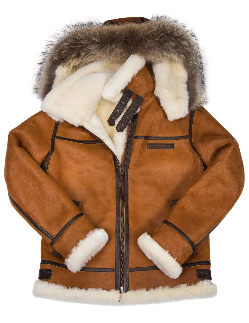 Kvinders Saueskinnsjakke med Pelshette Casual Tidløs Design 5