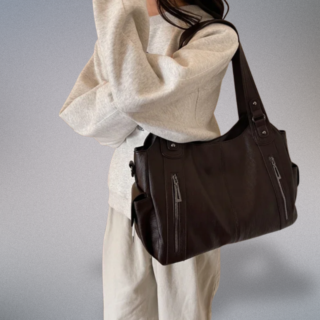 Kvinders Skuldertaske i Vegansk Læder med Metal Accenter 8