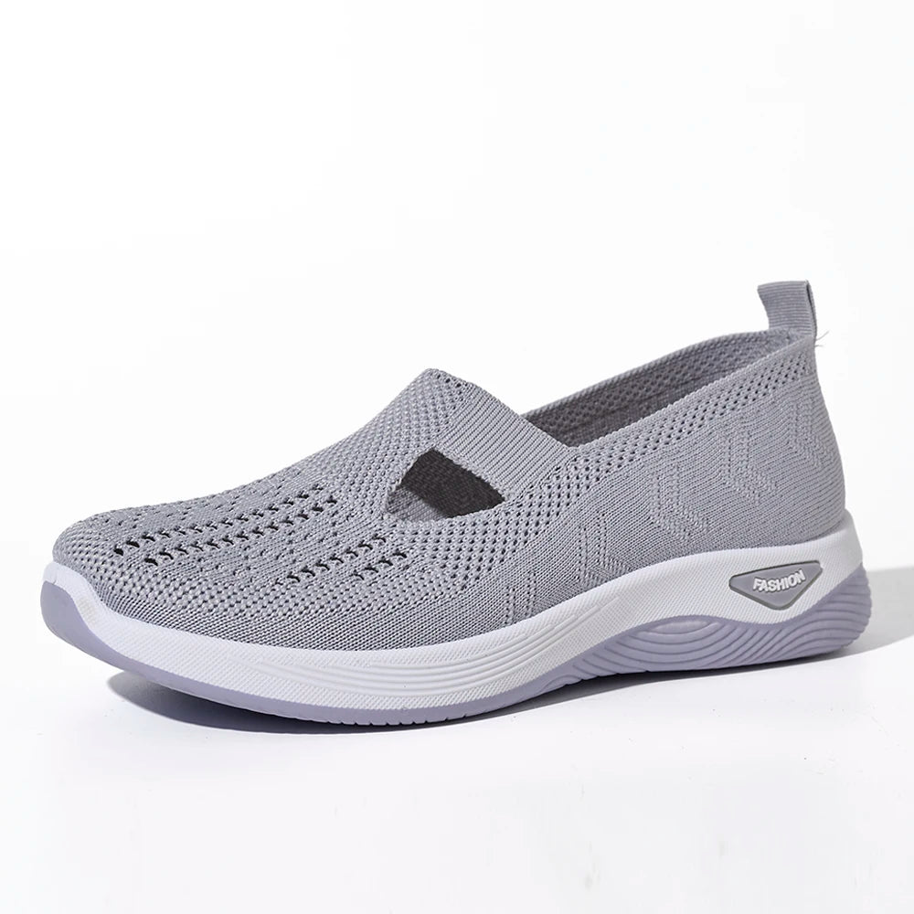 Kvinders Sneakers Åndbar Mesh Casual Sko Flade Strikkede Sko 10