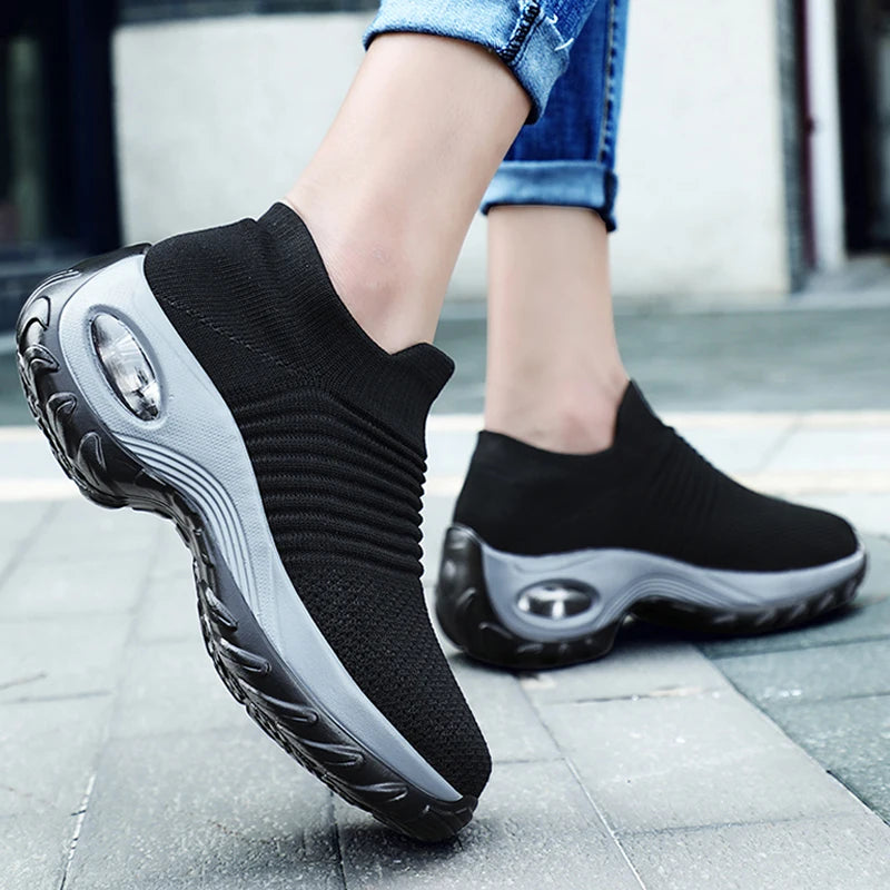 Kvinders Sneakers Platform Åndbart Stof Gummi 1