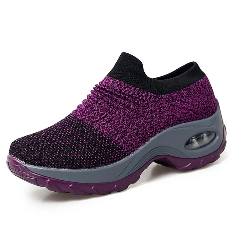 Kvinders Sneakers Platform Åndbart Stof Gummi 10