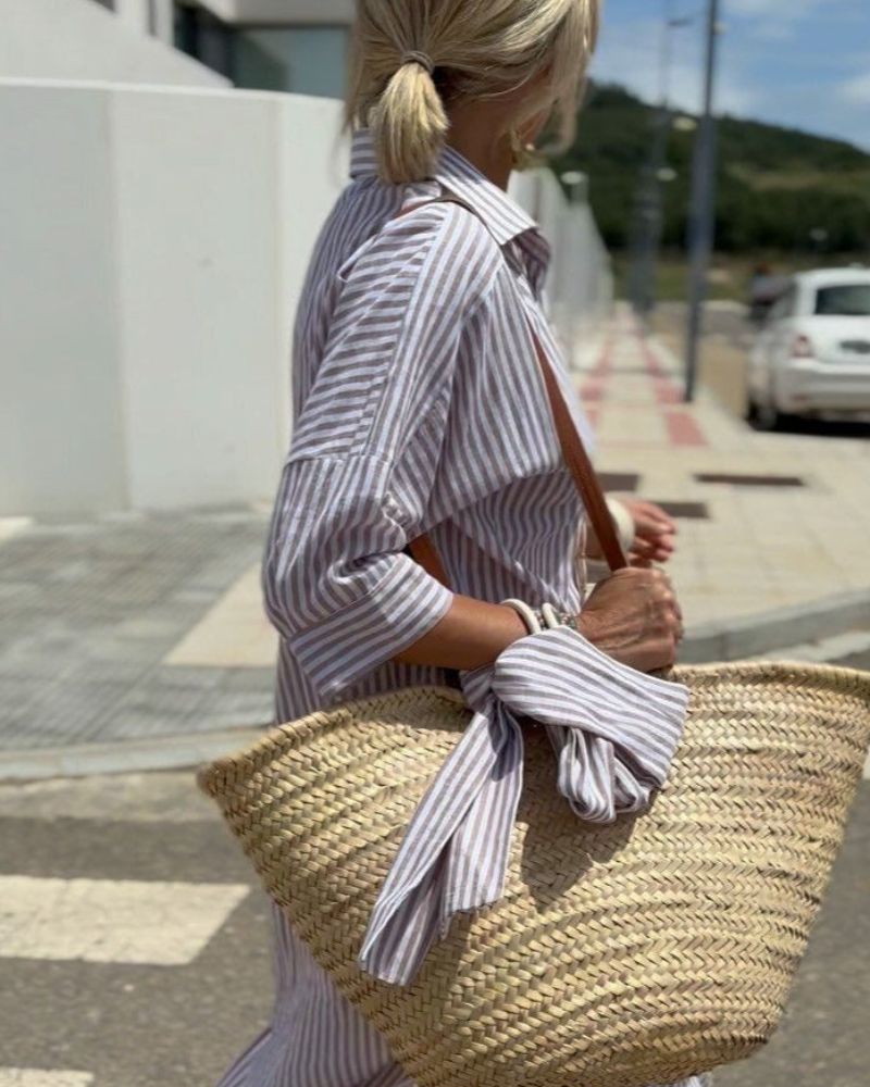 Kvinders Sommerkjole Med Stribet Design 4