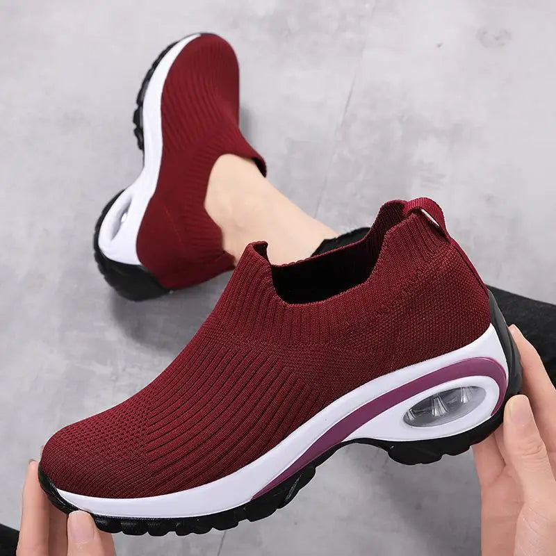 Kvinders Sport Sneakers Wedge Platform Åndbar Tekstil 2