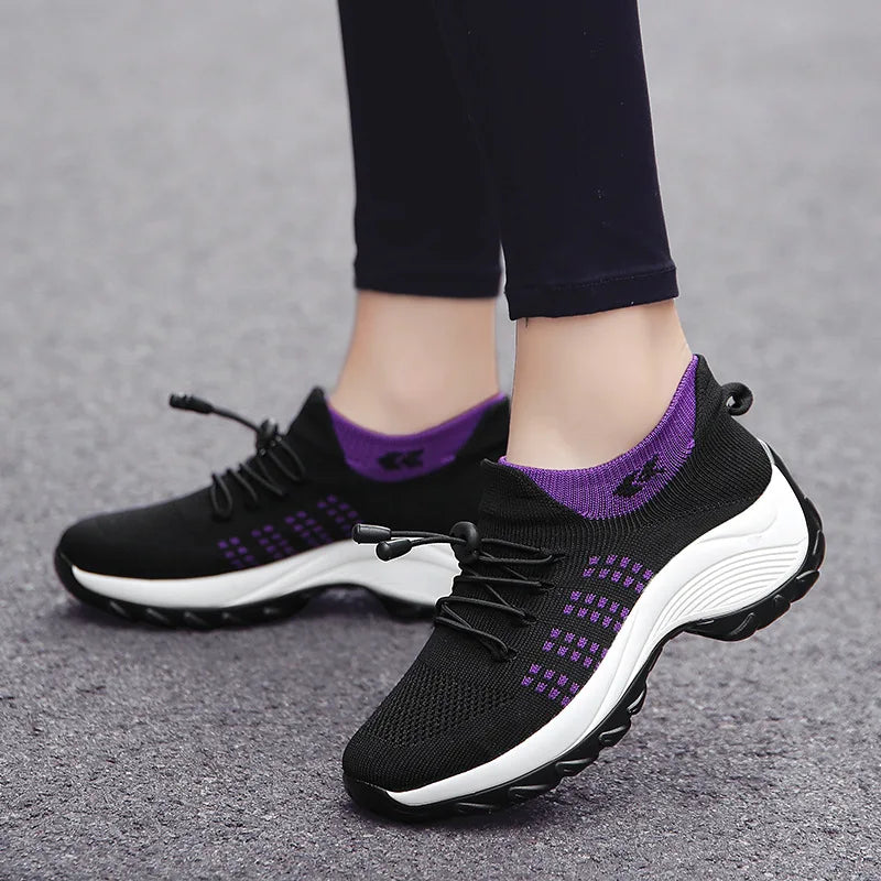 Kvinders Sportssko Plus Size Åndbart Mesh Gummi Sål 0