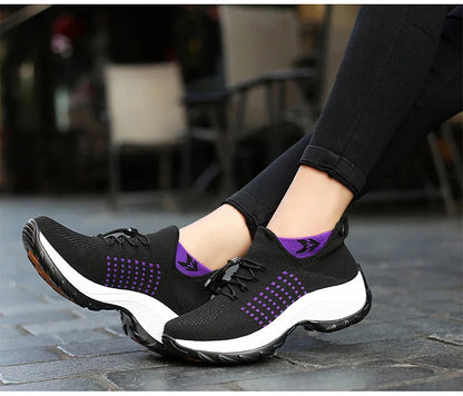 Kvinders Sportssko Plus Size Åndbart Mesh Gummi Sål 4