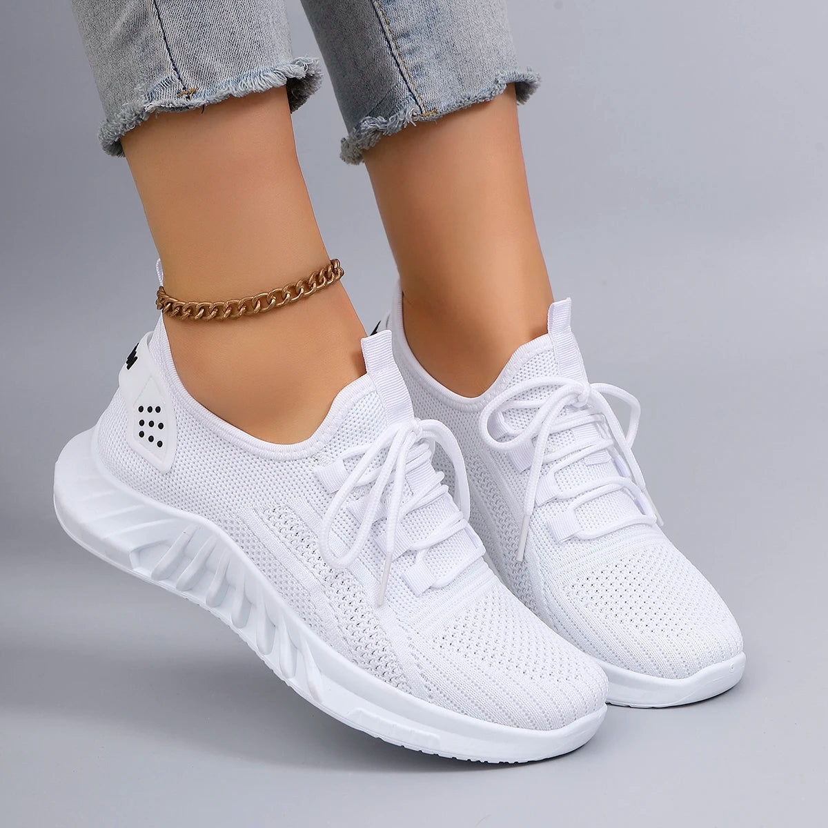 Kvinders Sportssko Snørebånd Åndbar Letvægts Mesh 3