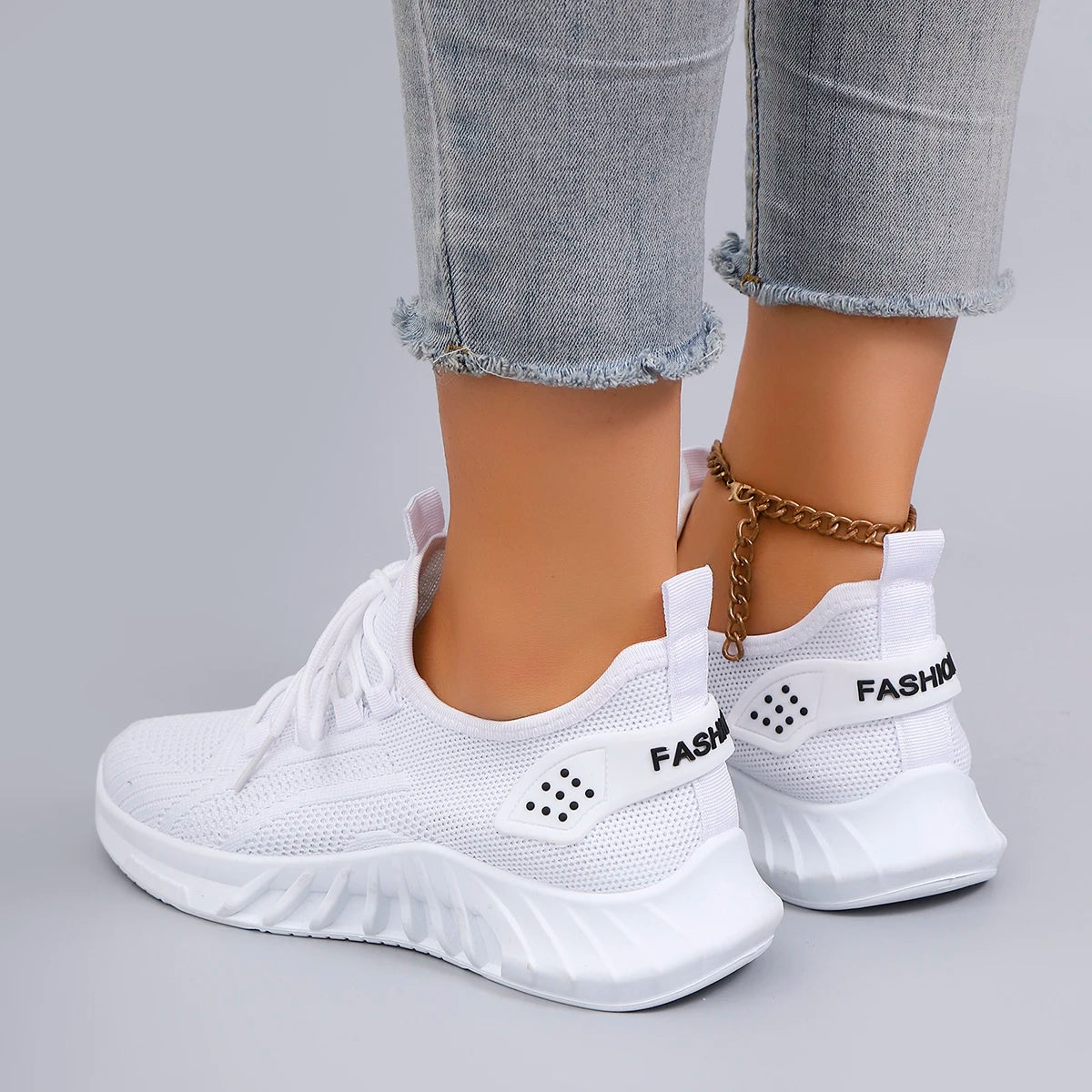 Kvinders Sportssko Snørebånd Åndbar Letvægts Mesh 5