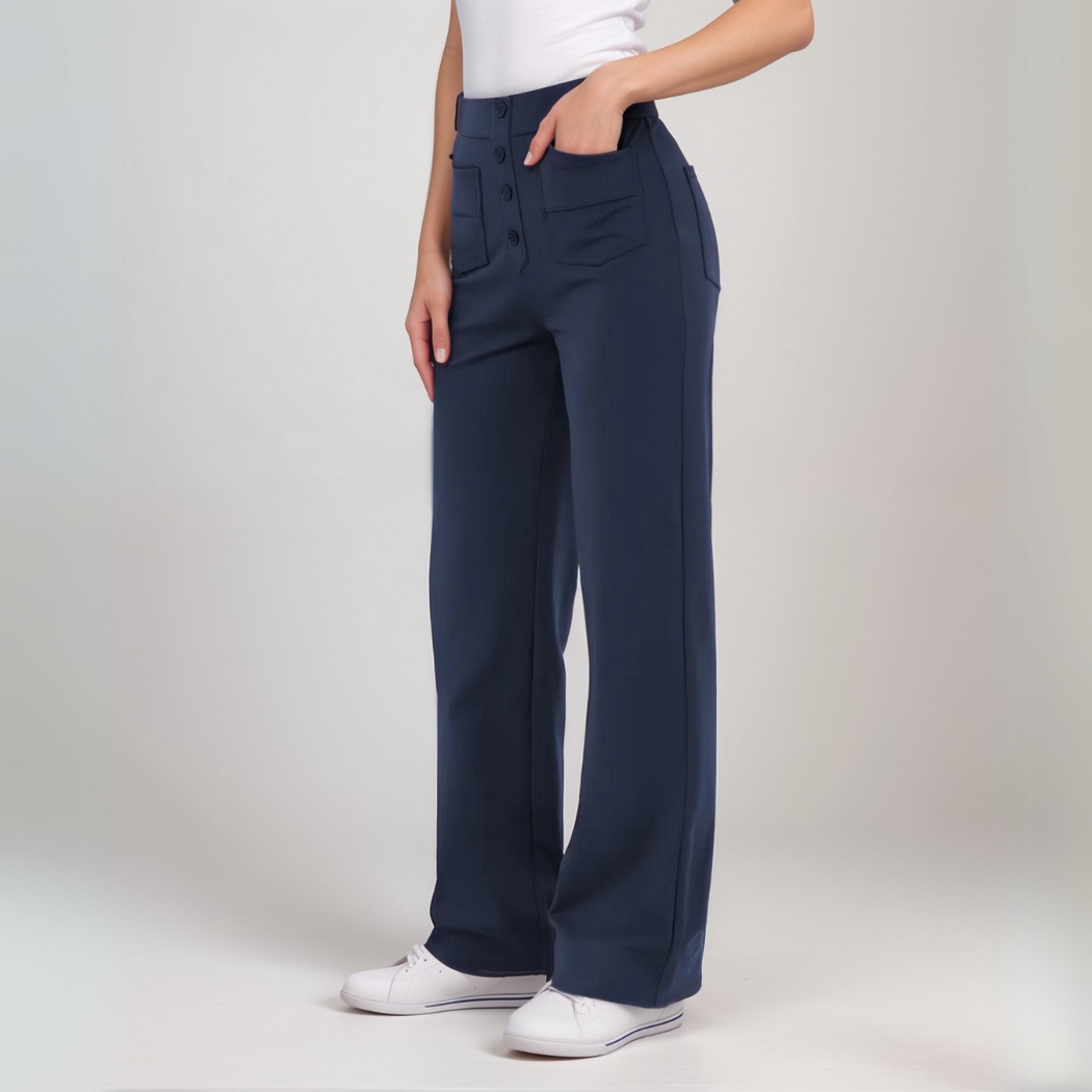 Kvinders Stretch Fit Bukser Høj Talje Blødt Stof 5