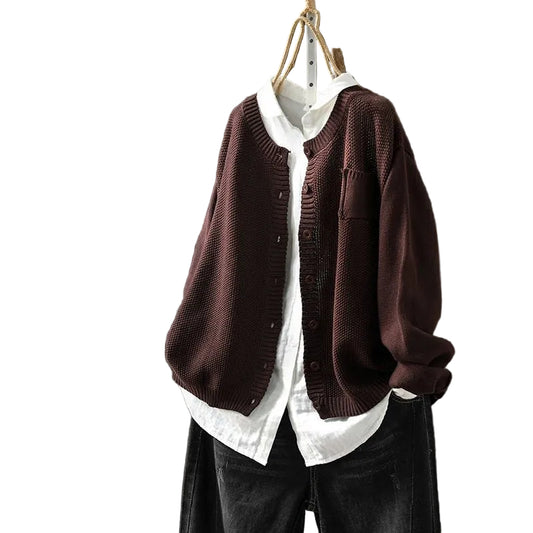 Kvinders Strik Cardigan med Knapdetalje 0