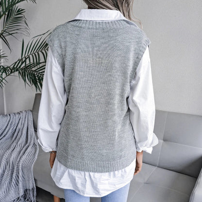 Kvinders Strik Pullover Uden Ærmer i Elegant Design 1