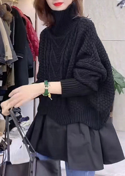 Kvinders Strik Sweater Turtleneck Løs Pasform 1