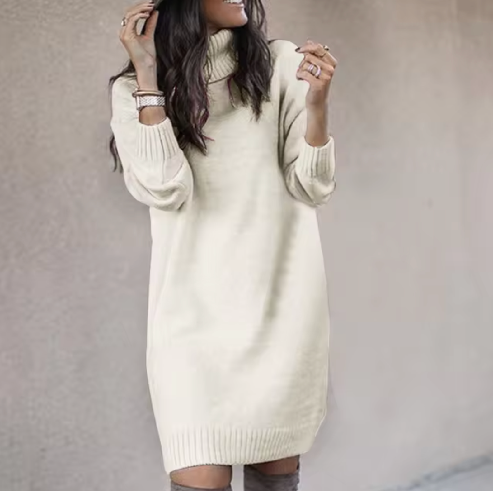 Kvinders Strikket Kjole Casual Stil 2