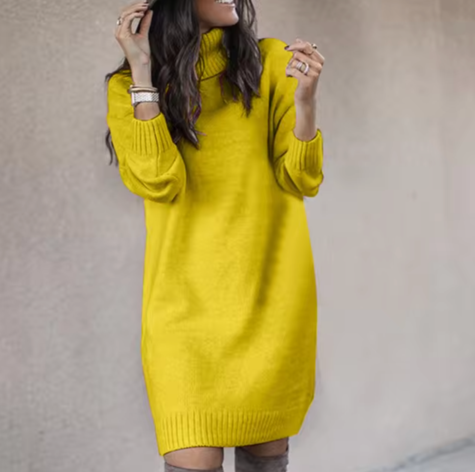 Kvinders Strikket Kjole Casual Stil 3