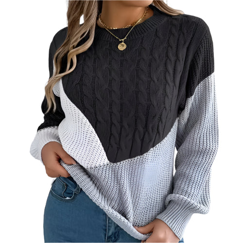 Kvinders Strikket Sweater Farveblok Design Polyester 0