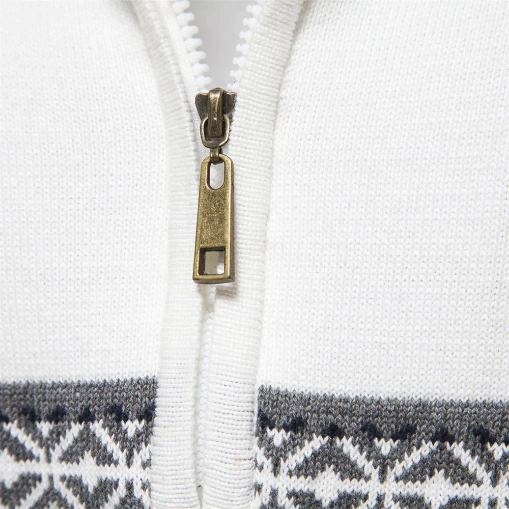Kvinders Strikket Sweater Retro Mønster Halv Lynlås 3