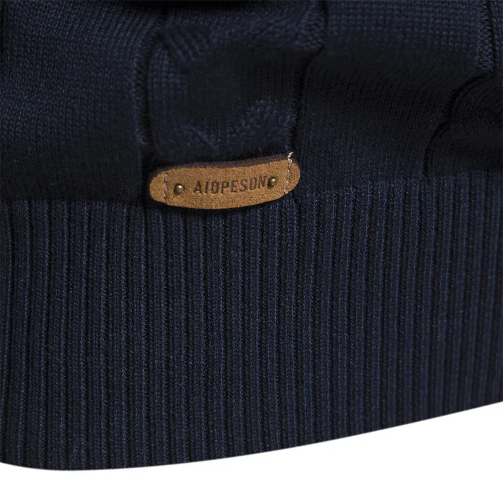 Kvinders Strikket Sweater Retro Mønster Halv Lynlås 5