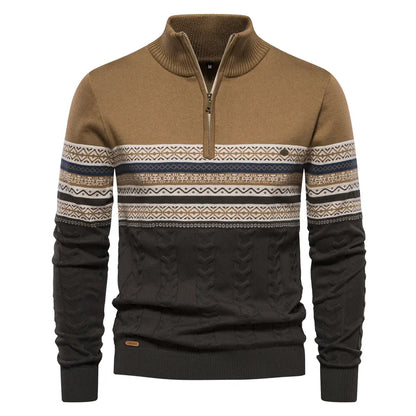 Kvinders Strikket Sweater Retro Mønster Halv Lynlås 6