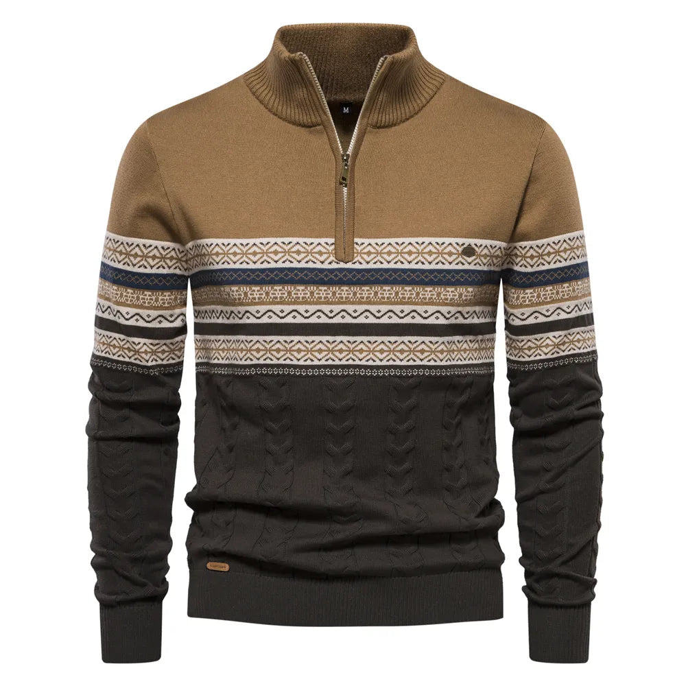 Kvinders Strikket Sweater Retro Mønster Halv Lynlås 6